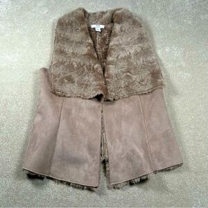 Magaschoni Faux Fur Faux Suede Vest Beige Soft Women's‎ Small